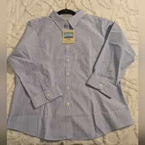 L.L. Bean Light Blue and White Pinstripe Button Down Shirt